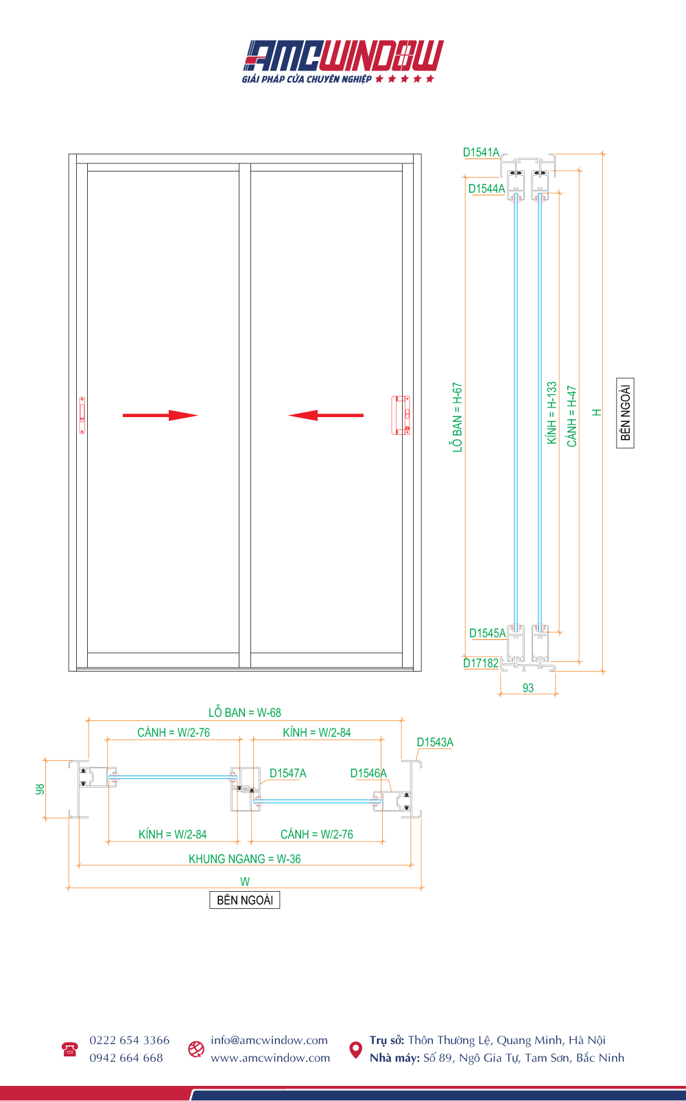 Cửa đi 2 cánh mở trượt Xingfa hệ 93 cua di 2 canh mo lua ban 62