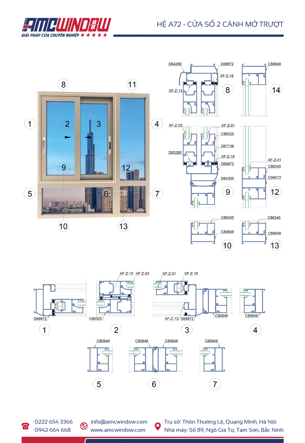 he a72 cua so 2 canh mo truot